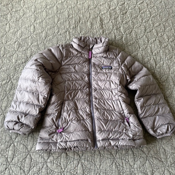 Patagonia Kids' Grey and Pink Down Puffer Jacket - Picture 2 of 6